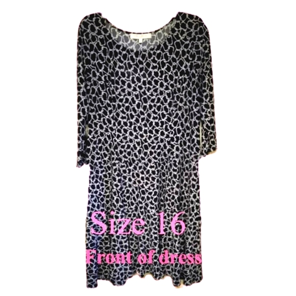 Evan-Picone Black & White Print Dress - Picture 4 of 12